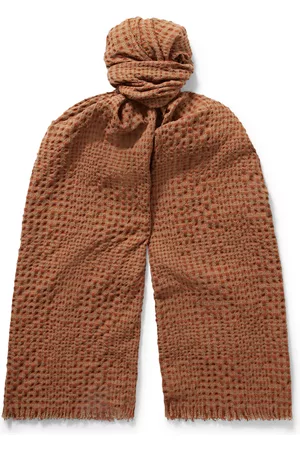 Loro Piana Frayed Checked Wool-Blend Seersucker Scarf