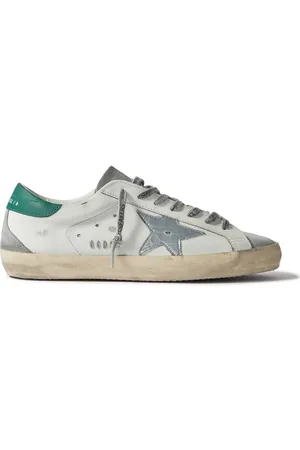 Golden Goose Super-Star Distressed Suede-Trimmed Leather Sneakers