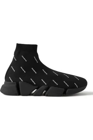 Balenciaga Speed 2.0 Sock Beige Black Logo High Top Pull Knit