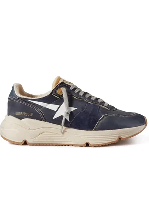 Golden Goose Running Sole Distressed Suede-Trimmed Nylon Sneakers