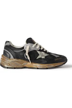 Golden Goose Running Dad Distressed Scuba and Leather-Trimmed Mesh and Suede Sneakers