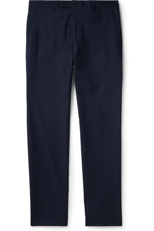 Slim-Fit Navy Worsted Wool Trousers