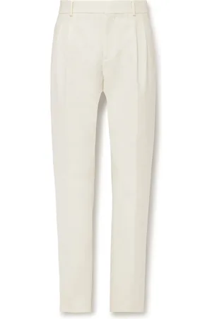 Loro Piana City Slim-Fit Tapered Pleated Double-Faced Cotton Trousers