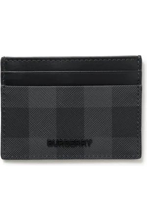 Burberry Black/Beige House Check Coated Canvas and Leather Money Clip Card  Holder Burberry