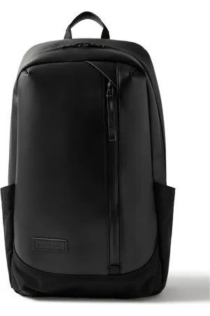 Backparis Spiked Rubber-Trimmed Full-Grain Leather Backpack