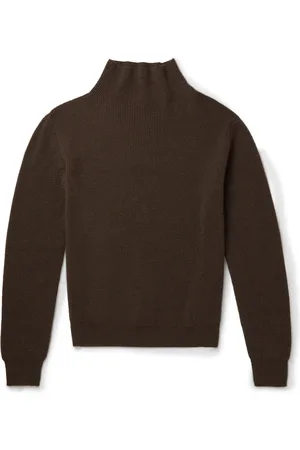 The Row Daniel Ribbed Cashmere Mock-Neck Sweater