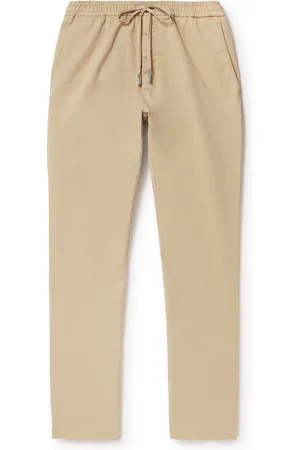 Mr P. Straight-Leg Cotton-Blend Twill Drawstring Trousers