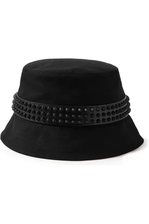 Christian Louboutin Bobino Spikes Leather-Trimmed Cotton-Canvas Bucket Hat