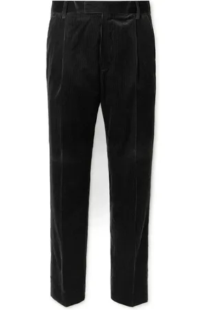 Mr P. Tapered Pleated Cotton and Cashmere-Blend Corduroy Trousers