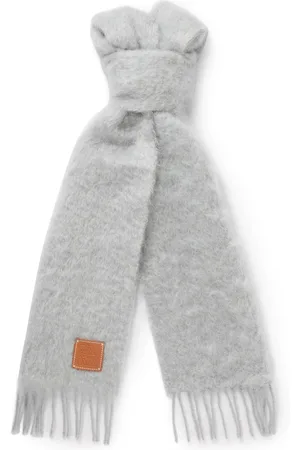 Loewe Logo-Appliquéd Fringed Mohair-Blend Scarf