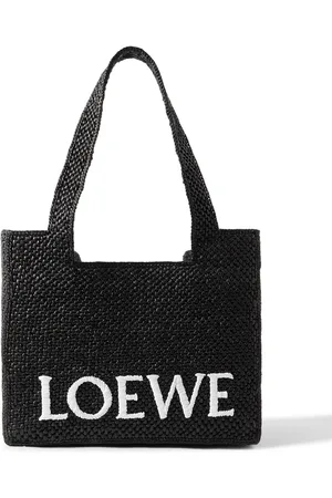 Loewe Medium Logo-Embroidered Raffia Tote Bag