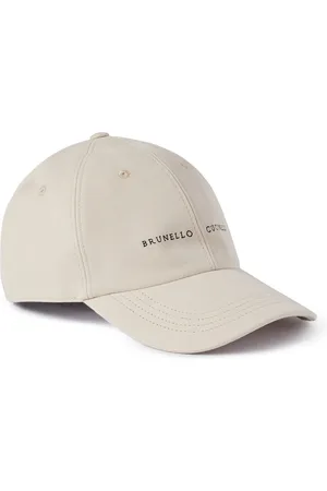 Brunello Cucinelli Logo-Embroidered Leather-Trimmed Cotton-Gabardine Baseball Cap