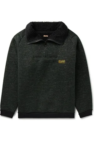 KAPITAL Alpine Logo-Appliquéd Fleece-Lined Knitted Half-Zip Sweatshirt