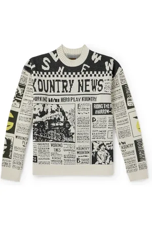 KAPITAL 8G Newspaper Intarsia-Knit Sweater