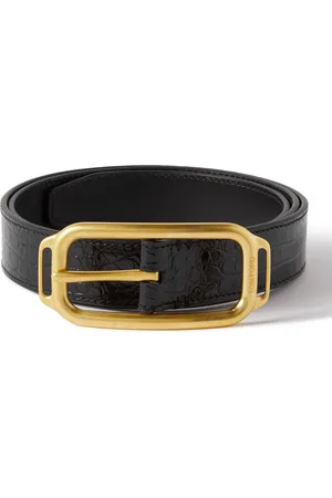 Tom Ford 3cm Glossed Croc-Effect Leather Belt