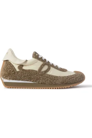 Loewe Flow Runner Leather-Trimmed Brushed-Suede and Nylon Sneakers