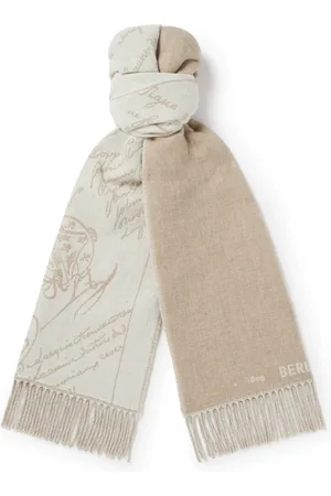 Berluti Scritto Fringed Cashmere-Jacquard Scarf