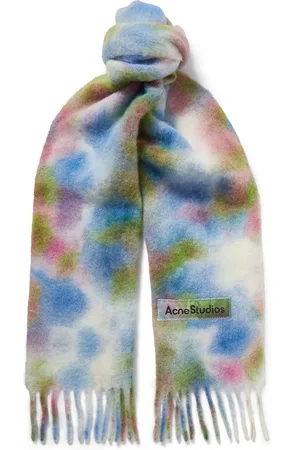 Acne Studios Varinga Tie-Dyed Fringed Knitted Scarf