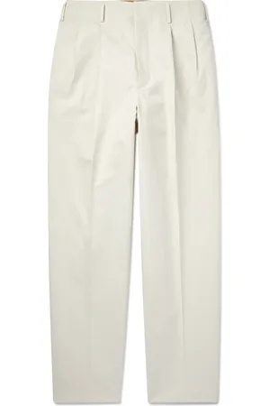 Loro Piana Gosen Straight-Leg Pleated Cotton-Blend Trousers