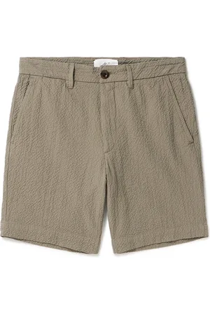 Mr P. Slim-Fit Straight-Leg Stretch-Cotton Seersucker Shorts