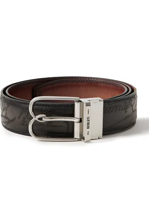 Berluti B Volute Scritto 3.5cm Reversible Venezia Leather Belt