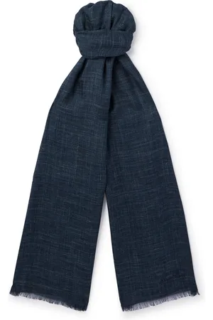 Loro Piana Mitoku Logo-Embroidered Slub Silk and Linen-Blend Scarf