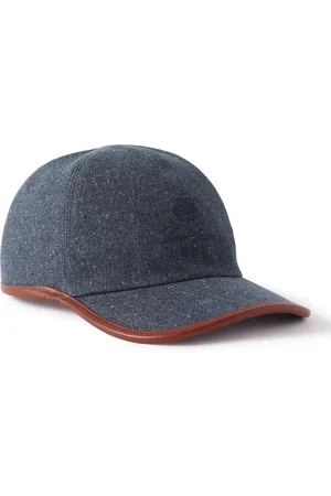 Loro Piana Leather-Trimmed Logo-Embroidered Denim Baseball Cap