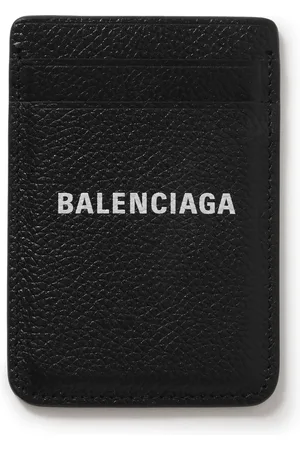 Balenciaga Logo-Print Full-Grain Leather Cardholder