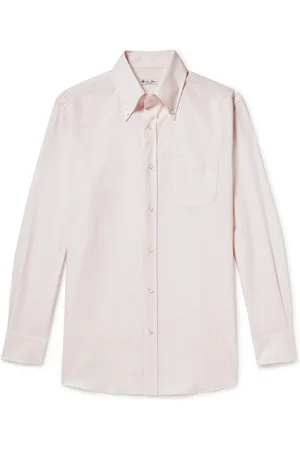 Loro Piana Button-Down Collar Striped Cotton Oxford Shirt