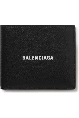 Balenciaga Logo-Print Full-Grain Leather Billfold Wallet