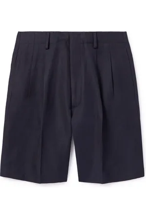 Loro Piana Joetsu Straight-Leg Pleated Cotton and Linen-Blend Twill Bermuda Shorts