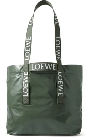 Loewe Webbing-Trimmed Crinkled-Leather Tote Bag