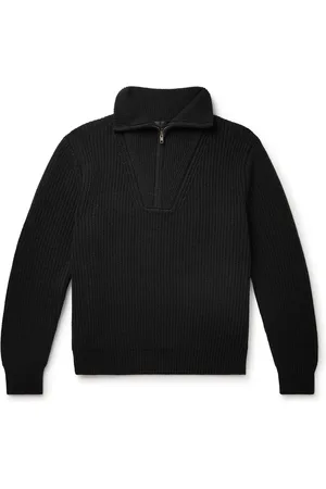 NILI LOTAN Heston Ribbed Cashmere Half-Zip Sweater