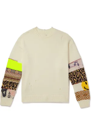 KAPITAL 5G Distressed Jacquard-Knit Sweater