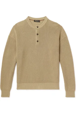 Loro Piana Ribbed Cotton Henley Sweater