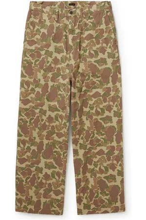 KAPITAL Port Straight-Leg Camouflage-Print Herringbone Cotton Trousers