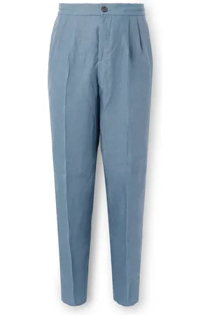 Brunello Cucinelli Straight-Leg Pleated Linen Suit Trousers