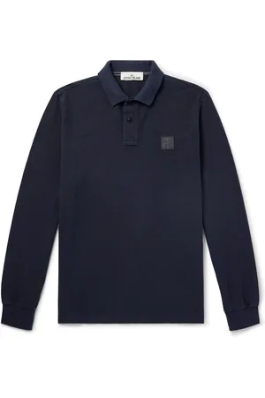 Stone Island Logo-Appliquéd Garment-Dyed Cotton-Piqué Polo Shirt