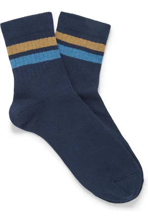 Mr P. Striped Ribbed Cotton-Blend Socks