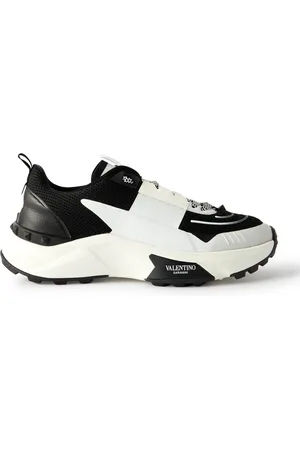 VALENTINO GARAVANI True Act Leather-Trimmed Mesh and Rubber Sneakers