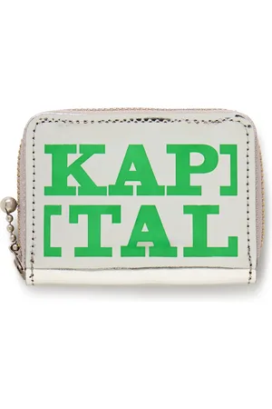 KAPITAL Thumbs-Up Mini Logo-Print Metallic Leather Zip-Around Wallet