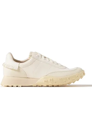 VISVIM Hospoa Fringed Leather-Trimmed Suede Sneakers