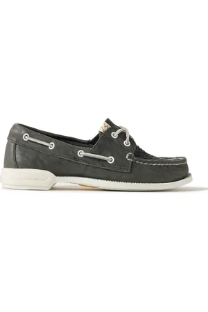 VISVIM Americana II Eye-Folk Textured-Leather Boat Shoes