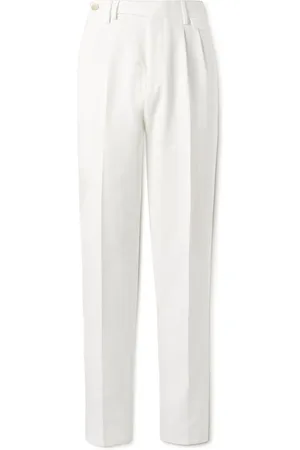 Brunello Cucinelli Straight-Leg Pleated Cotton-Crepe Trousers
