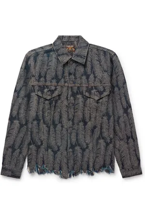 KAPITAL Magpie Distressed Denim-Jacquard Jacket