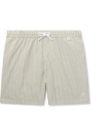Loro Piana Bay Straight-Leg Mid-Length Logo-Print Striped Swim Shorts