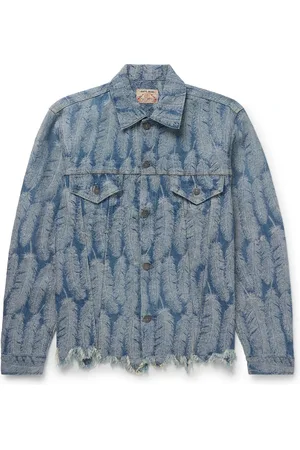 KAPITAL Magpie Distressed Denim-Jacquard Jacket