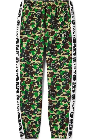 SAINT MXXXXXX BAPE® Straight-Leg Webbing-Trimmed Camouflage-Print Shell Trousers