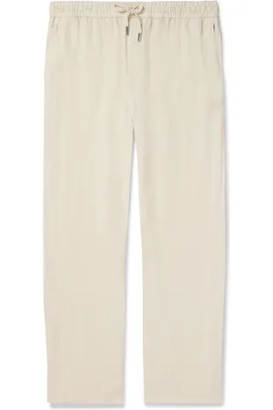 Mr P. Edward Straight-Leg Garment-Dyed Linen Drawstring Trousers