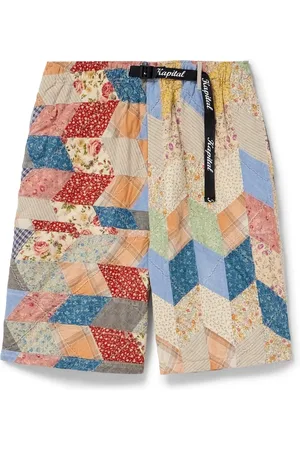 KAPITAL Easy Straight-Leg Quilted Patchwork Cotton and Linen-Blend Shorts